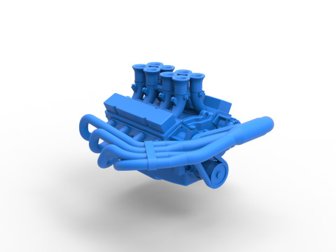 Engine V8 for Supermodified race car Version 3 Scale 1 to 25 3D Druckmodell