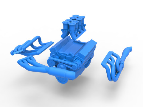 Engine V8 for Supermodified race car Version 3 Scale 1 to 25 3D Druckmodell