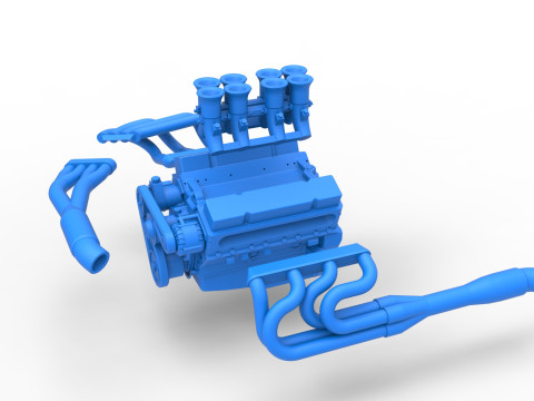 Engine V8 for Supermodified race car Version 3 Scale 1 to 25 3D Druckmodell