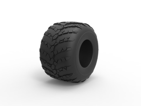 Monster Jam tire 34 Scale 1 to 25 3D Print Model