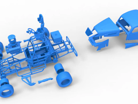 Vintage Dirt Modified Stock Car im Ma&szlig;stab 1 bis 25 3D Druckmodell