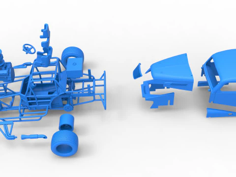 Vintage Dirt Modified Stock Car im Ma&szlig;stab 1 bis 25 3D Druckmodell