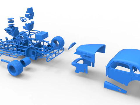 Vintage Dirt Modified Stock Car im Ma&szlig;stab 1 bis 25 3D Druckmodell