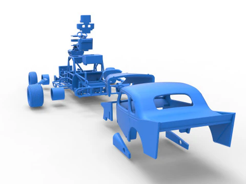 Vintage Dirt Modified Stock Car im Ma&szlig;stab 1 bis 25 3D Druckmodell