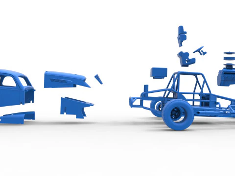 Vintage Dirt Modified Stock Car im Ma&szlig;stab 1 bis 25 3D Druckmodell