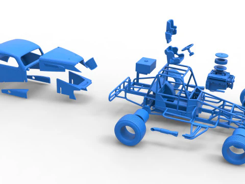 Vintage Dirt Modified Stock Car im Ma&szlig;stab 1 bis 25 3D Druckmodell