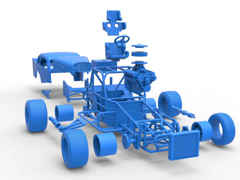 Vintage Dirt Modified Stock Car im Ma&szlig;stab 1 bis 25 3D Druckmodell