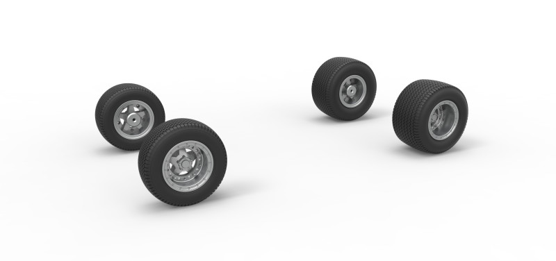 Wheel set of Northeast Dirt Modified stock car Version 2 Scale 1 to 25 3D Принт Модель .c4d .max .obj .3ds .fbx .stl .blend 