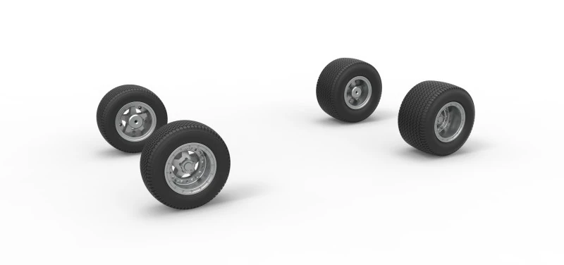 Set roda mobil stok Modifikasi Kotoran Timur Laut Versi 2 Skala 1 hingga 25 Model Cetak 3D .c4d .max .obj .3ds .fbx .stl .blend 