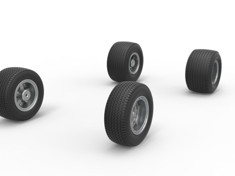 Wheel set of Northeast Dirt Modified stock car Version 2 Scale 1 to 25 3D Принт Модель