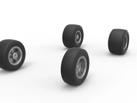 Set roda mobil stok Modifikasi Kotoran Timur Laut Versi 2 Skala 1 hingga 25 Model Cetak 3D