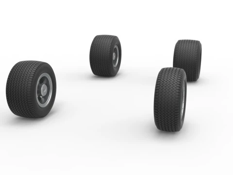 Set roda mobil stok Modifikasi Kotoran Timur Laut Versi 2 Skala 1 hingga 25 Model Cetak 3D