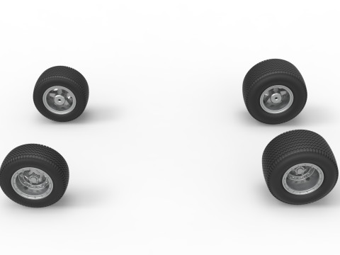 Wheel set of Northeast Dirt Modified stock car Version 2 Scale 1 to 25 3D Принт Модель