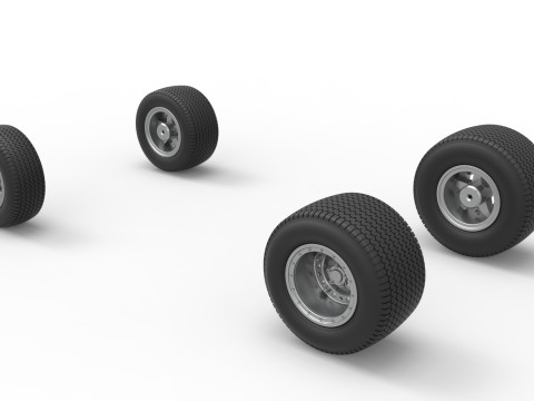 Wheel set of Northeast Dirt Modified stock car Version 2 Scale 1 to 25 3D Принт Модель