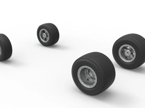 Set roda mobil stok Modifikasi Kotoran Timur Laut Versi 2 Skala 1 hingga 25 Model Cetak 3D