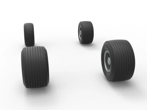 Set roda mobil stok Modifikasi Kotoran Timur Laut Versi 2 Skala 1 hingga 25 Model Cetak 3D