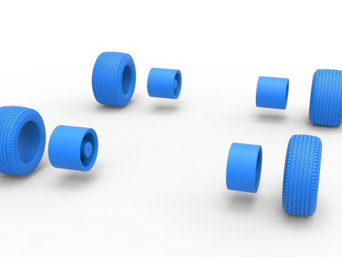 Wheel set of Northeast Dirt Modified stock car Version 2 Scale 1 to 25 3D Принт Модель