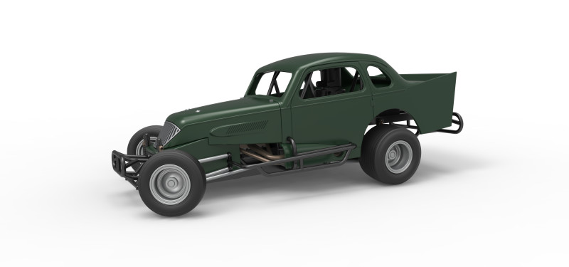 Vintage Dirt Modified stock car while turning Scale 1 to 25 3D Print Model .c4d .max .obj .3ds .fbx .stl .blend 