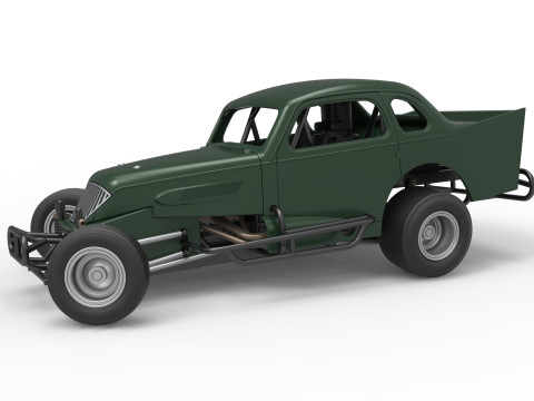 Vintage Dirt Modified stock car while turning Scale 1 to 25 Modello di stampa 3D