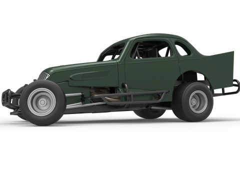 Vintage Dirt Modified stock car while turning Scale 1 to 25 3D Print Model