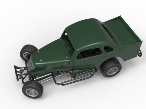 Vintage Dirt Modified stock car while turning Scale 1 to 25 3D Print Model