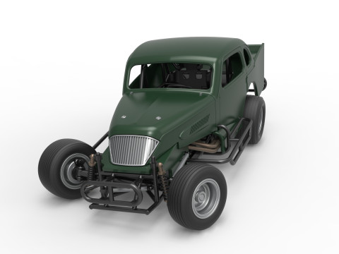 Vintage Dirt Modified stock car while turning Scale 1 to 25 3D Print Model