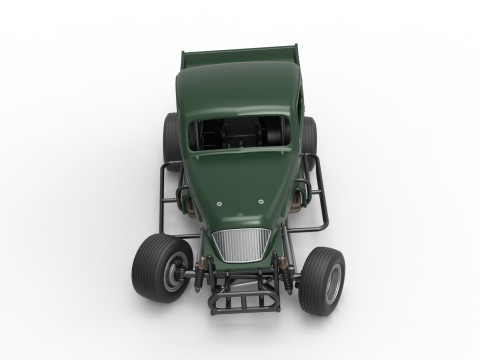 Vintage Dirt Modified stock car while turning Scale 1 to 25 3D Print Model