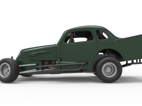 Vintage Dirt Modified stock car while turning Scale 1 to 25 3D Print Model