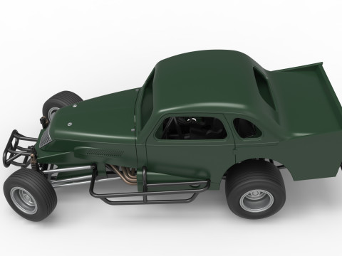 Vintage Dirt Modified stock car while turning Scale 1 to 25 3D Print Model