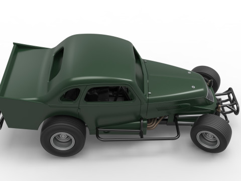 Vintage Dirt Modified stock car while turning Scale 1 to 25 3D Print Model