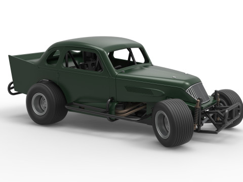 Vintage Dirt Modified stock car while turning Scale 1 to 25 3D Print Model