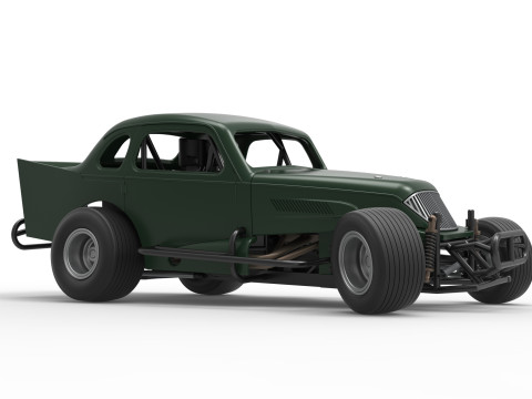 Vintage Dirt Modified stock car while turning Scale 1 to 25 3D Print Model