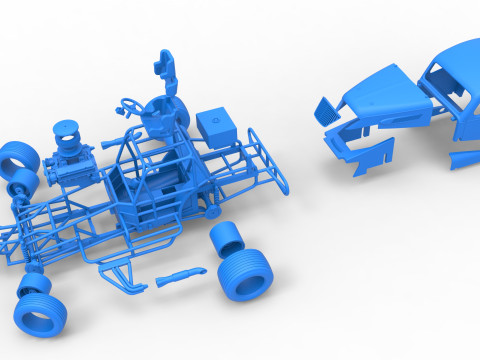 Vintage Dirt Modified stock car while turning Scale 1 to 25 3D Print Model