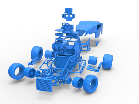 Vintage Dirt Modified stock car while turning Scale 1 to 25 3D Print Model