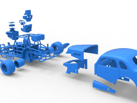 Vintage Dirt Modified stock car while turning Scale 1 to 25 3D Print Model