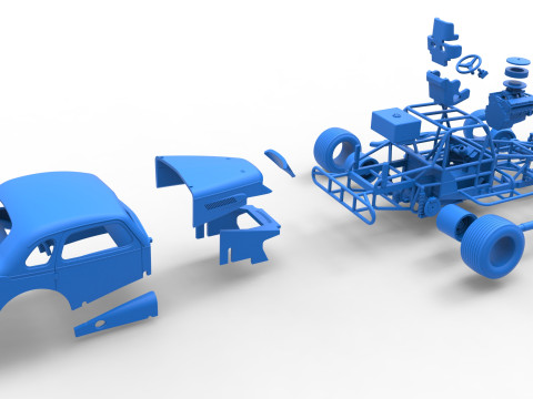 Vintage Dirt Modified stock car while turning Scale 1 to 25 3D Print Model