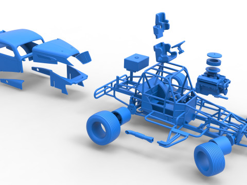 Vintage Dirt Modified stock car while turning Scale 1 to 25 3D Print Model