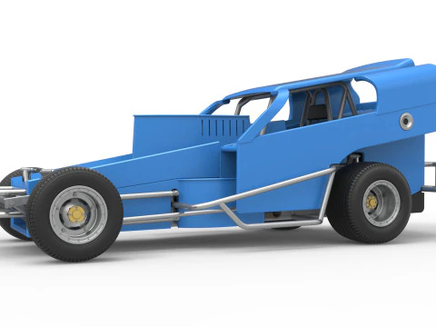 Vintage Dirt Modified stock car Version 2 Scale 1 to 25 3D Print Model