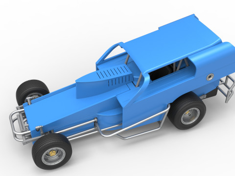 Vintage Dirt Modified stock car Version 2 Scale 1 to 25 3D Baskı Modeli