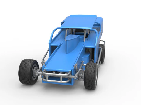 Vintage Dirt Modified stock car Version 2 Scale 1 to 25 3D Print Model