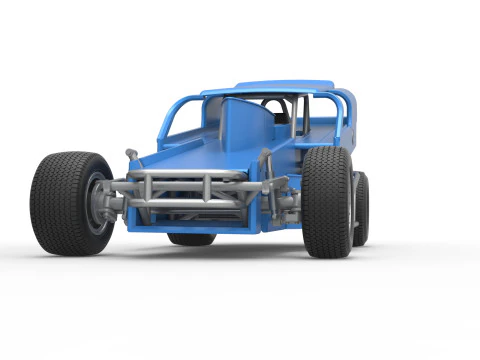 Vintage Dirt Modified stock car Version 2 Scale 1 to 25 3D Print Model