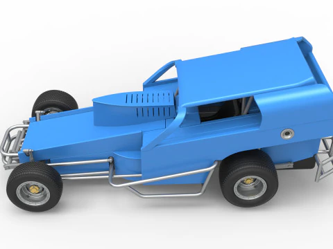 Vintage Dirt Modified stock car Version 2 Scale 1 to 25 3D Print Model