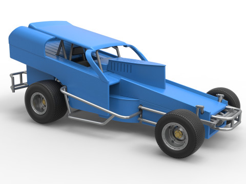 Vintage Dirt Modified stock car Version 2 Scale 1 to 25 3D Baskı Modeli