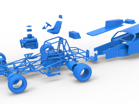 Vintage Dirt Modified stock car Version 2 Scale 1 to 25 3D Baskı Modeli