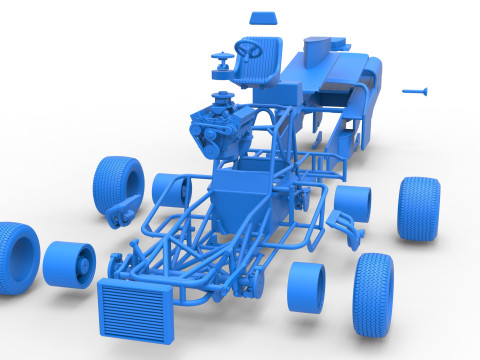Vintage Dirt Modified stock car Version 2 Scale 1 to 25 3D Baskı Modeli