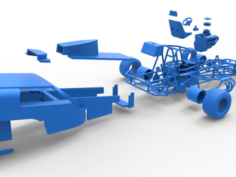 Vintage Dirt Modified stock car Version 2 Scale 1 to 25 3D Baskı Modeli