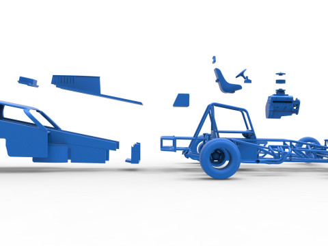 Vintage Dirt Modified stock car Version 2 Scale 1 to 25 3D Baskı Modeli