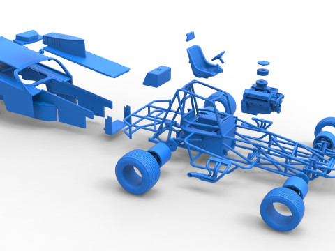 Vintage Dirt Modified stock car Version 2 Scale 1 to 25 3D Baskı Modeli