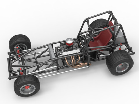 Vintage Dirt Modified stock car Base Version 2 Scale 1 to 25 Modelo de impresión 3D