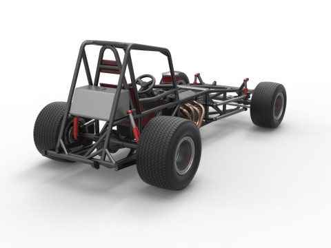 Vintage Dirt Modified stock car Base Version 2 Scale 1 to 25 Modelo de impresión 3D